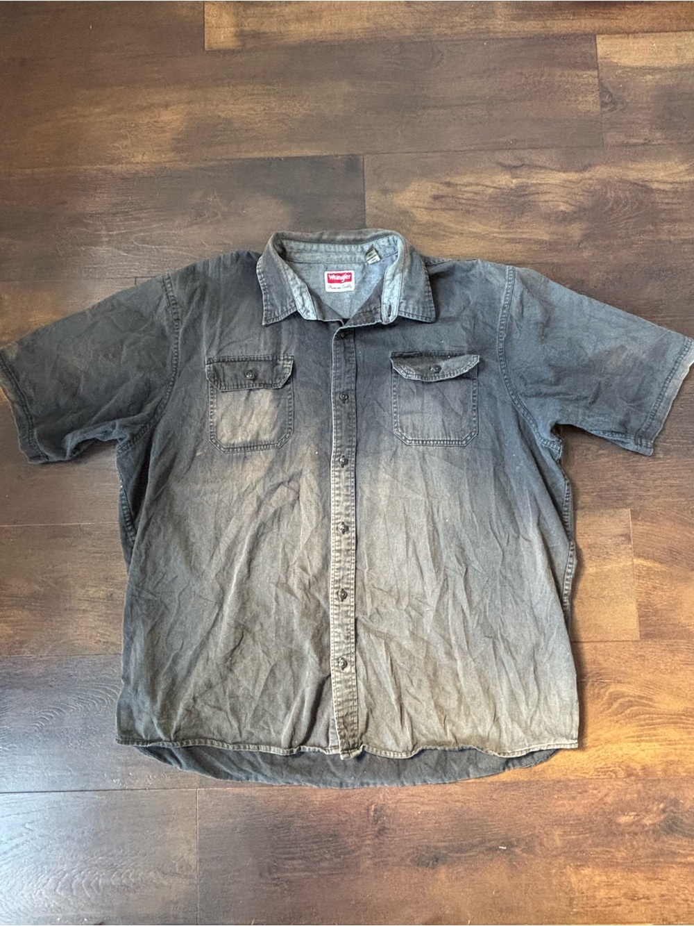 Wrangler Premium Denim Short Sleeve Shirt 2XT Gray Faded